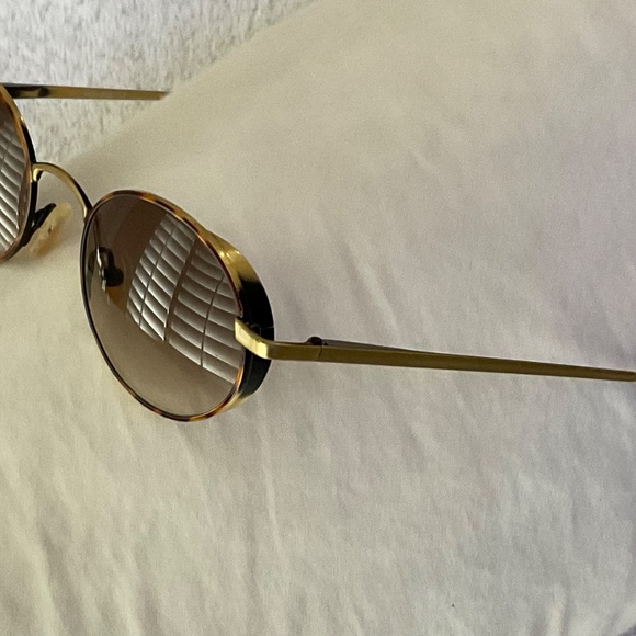 Designer sunglasses gold metal/ tortoise oval  gradient light brown lenses italy - Picture 8 of 9